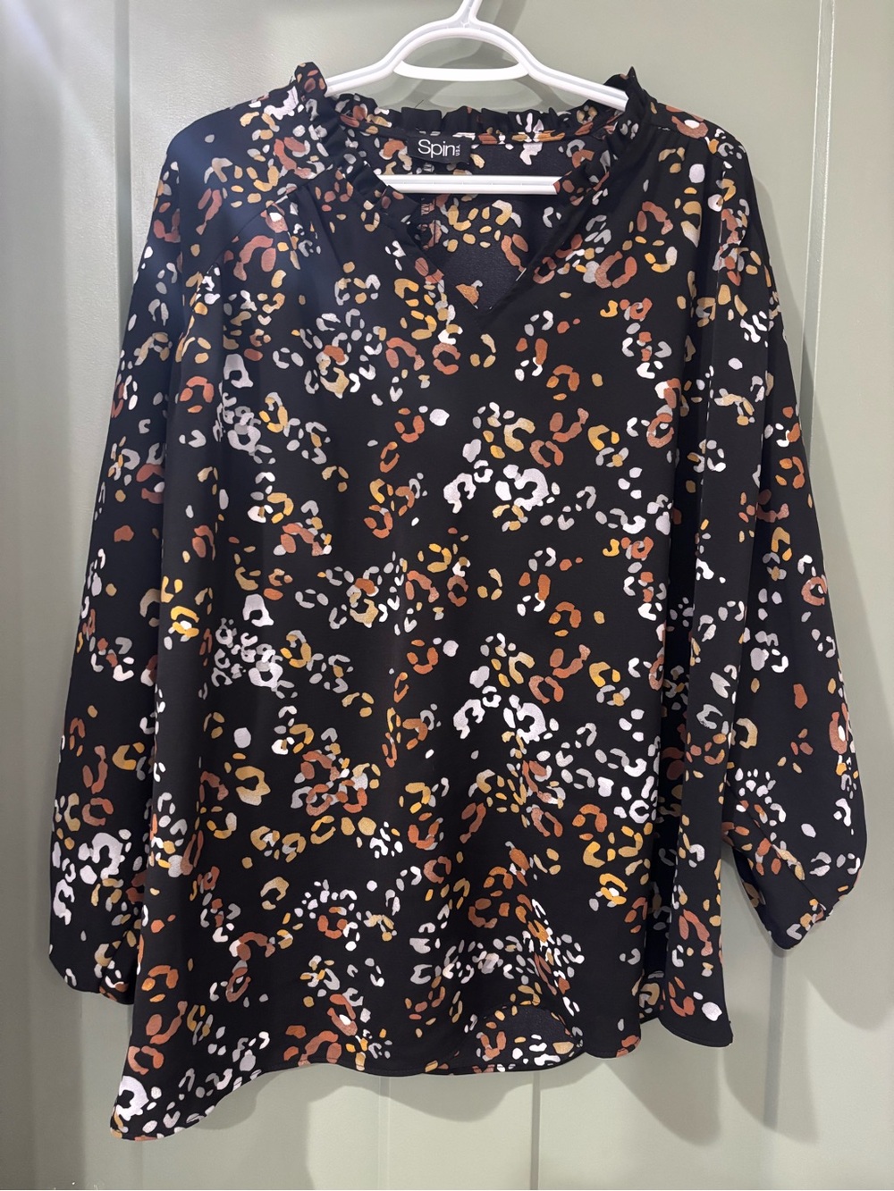 Spin- Black Blouse Long Sleeve- 1XL